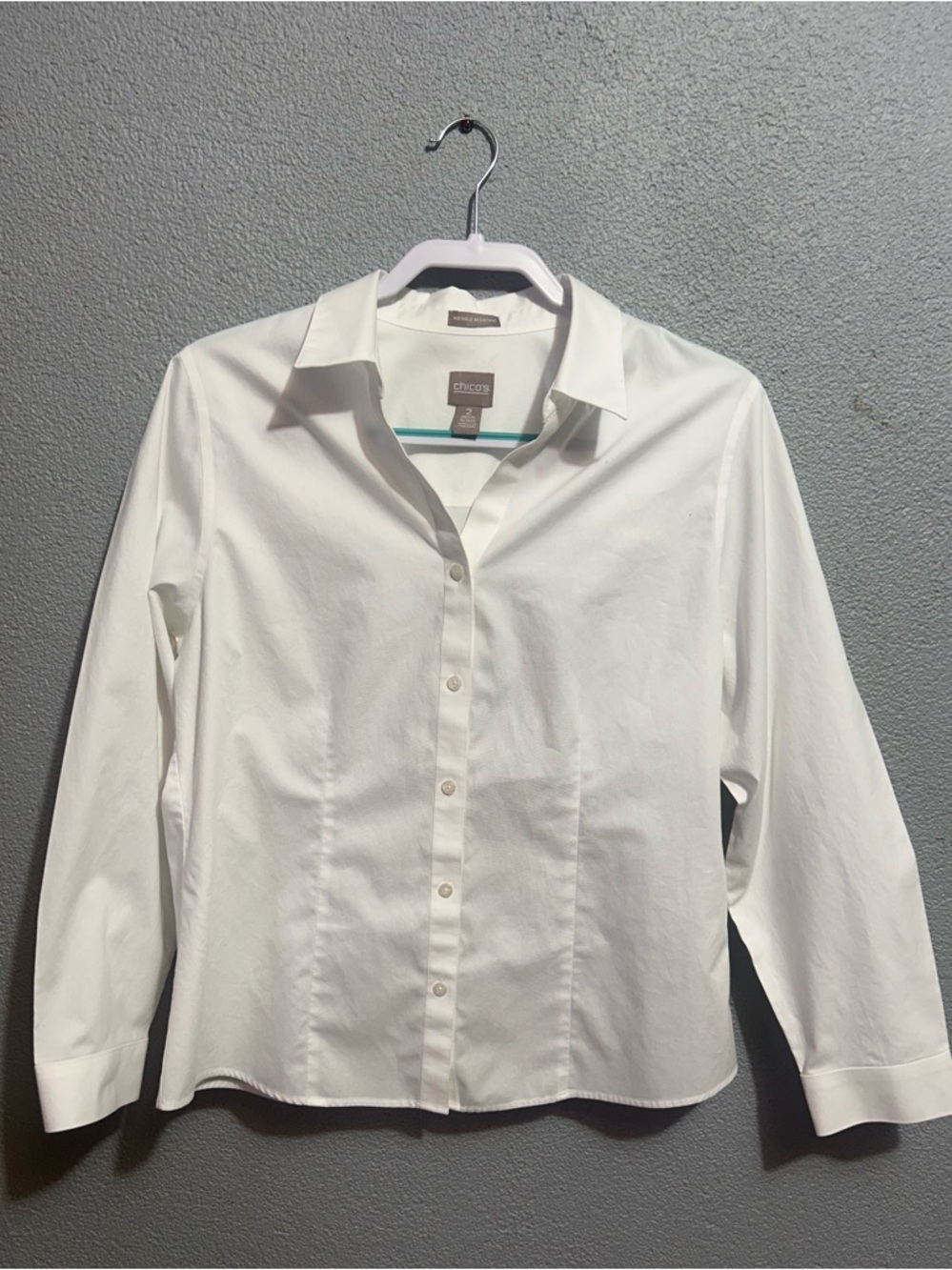 NWOT Chicos No Iron Stretch shirt size 2 or large - Picture 4 of 11